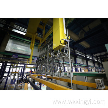 Acid copper plating line workpiece is electroplating